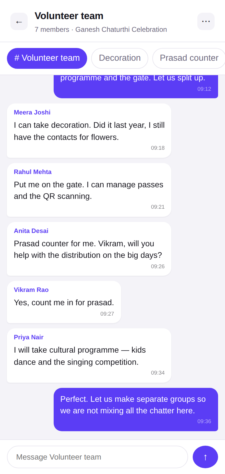 Volunteer chat